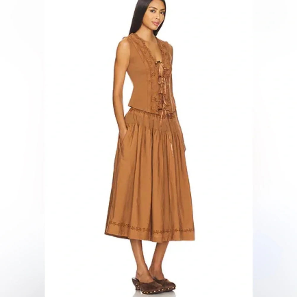 Free people Gesibelle in Macadamia Brown skirt set A line Medium NWT - Picture 5 of 16